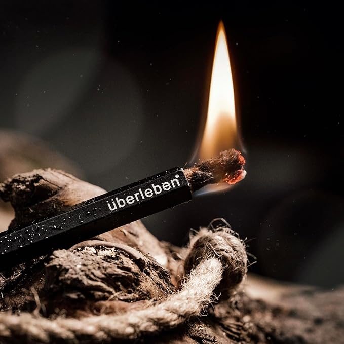 überleben FIREKIT Survival Fire Starter Kit - Ferro Rod Kit - Complete Fire Starting Kit w/Ferro Rod, Steel Striker, Tinder Wick & Bellow, and Dry Kindling for Camping - Bushcraft Survival Kit