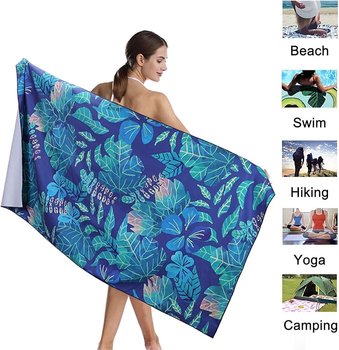 CHARS Microfiber Quick Drying Beach Towel Super Absorbent & Sand Free Towel for Kids Teens Adults Travel Gym Camping Pool Yoga Outdoor and Picnic(63"×31"/63"×39")