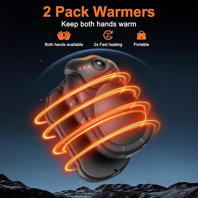 Hand Warmers Rechargeable 2 Pack, 6000mAh Chameleon Hot Hands Hand Warmers, Up to 20Hrs Electric Portable Pocket Heater for Outdoor, Camping, Hunting, Snow Golf, Women Men