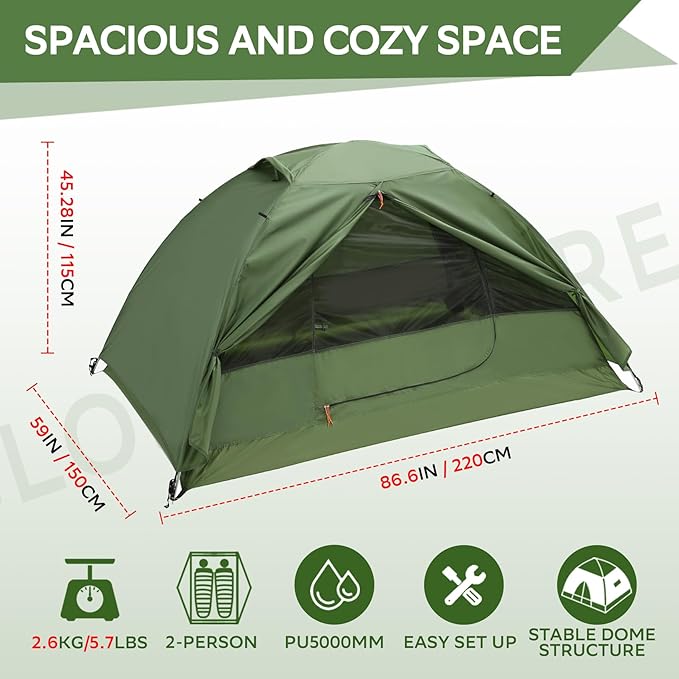 Clostnature Crux Lightweight Tent for Backpacking - 1/2/3/4 Person Ultralight Backpacking Tent, Waterproof Easy Setup Camping Tent, Hiking Tent for Outdoor, Hiking and Mountaineering