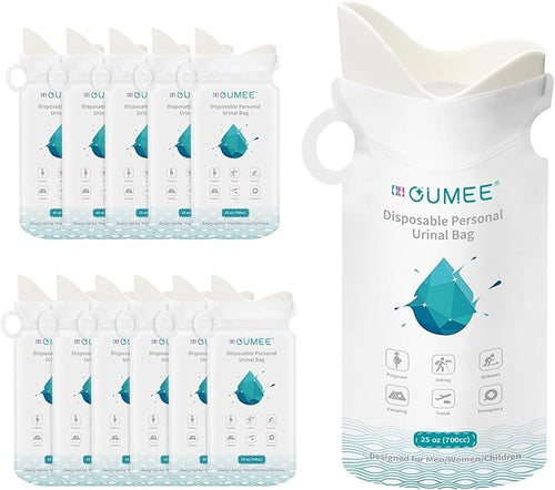 OUMEE 8/12/20/23/28 Pcs Emergency Disposable Urinal Bags, 700 ML Camping Pee Bags Unisex Urine Bag Vomit Bag for Travel Traffic Jam Portable Toilet Bag for Men Women