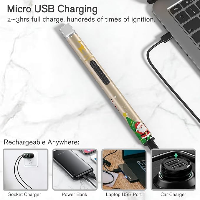 REIDEA Lighter S4 Pro Candle Lighter, Electric Lighters USB Rechargeable with Safety Switch Button and Power Indicator for Fireworks and BBQ Cooking, Fireworks, Family Use and Camping, Christmas