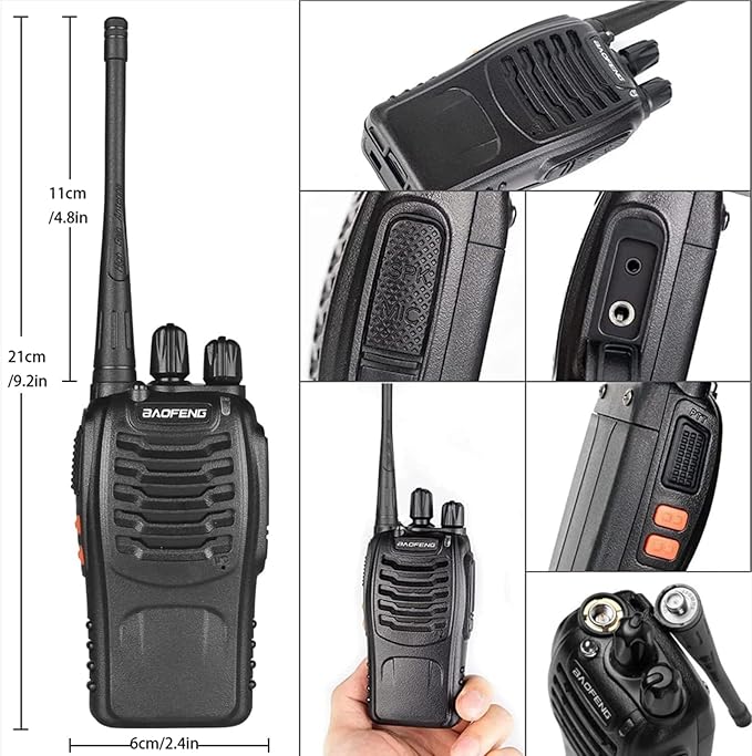 BAOFENG 888S Walkie Talkies Long Range for Adults with Earpieces,16 Channel Walkie Talky Rechargeable Handheld Radio for Cruise Hunting Skiing Two Way Radios (3Pack)