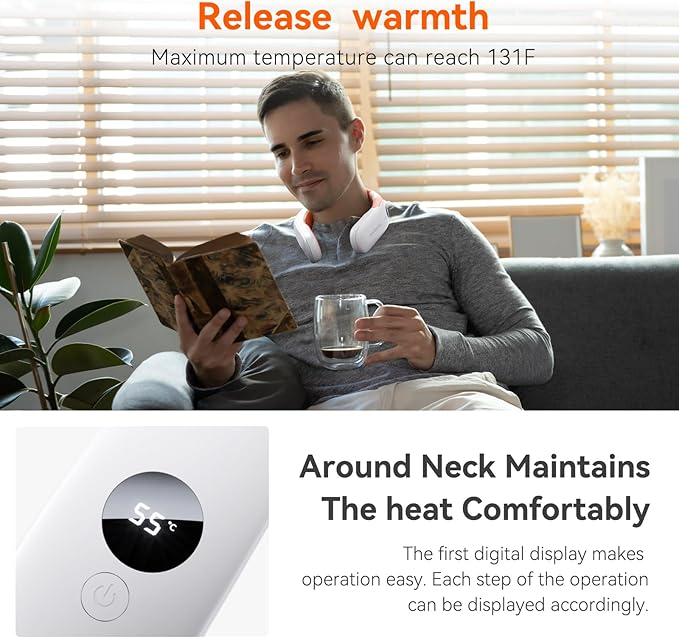10000mah Rechargeable Neck Warmer,for Necks Up to 8 inches Wide,15 Hours Portable Neck Heater for Men and Women