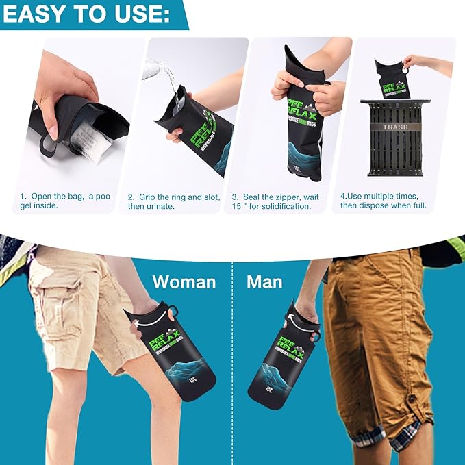 TRIPTIPS 1000cc Pee Bags for Travel for Women Men Kids, 12/24 Pcs Disposable Urine Bags for Travel, Emergency Car Urine Bag Leak-proof, Disposable Urinals for Men Portable Urine Bag