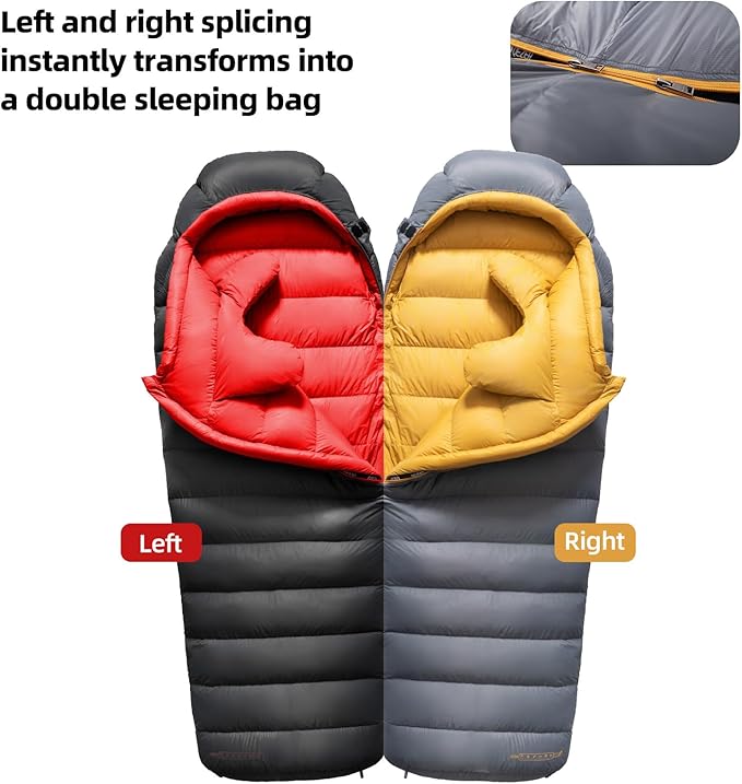 Down Sleeping Bag for Adults 620 Fill Power 0 Degree Sleeping Bag Cold Weather Ultralight with Pouch for Backpacking, Camping, Hiking