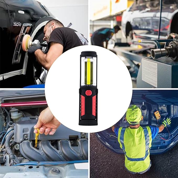 LED Magnetic Worklight,Portable Battery Powered Inspection Lamp Trouble Light for Mechanic Tool,Camping,Grill,Emergency(Red,Batteries NOT Included)