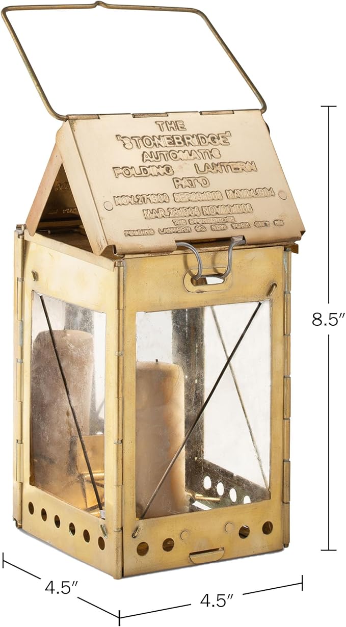 Kings County Tools Brass Candle Lantern | Vintage Design | Ideal for Camping | Mount or Hang Options
