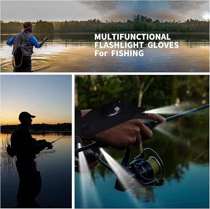 Valentine's Day Gifts for Men, Fathers Day Gift, LED Flashlight Gloves, Mens Gifts, Gadgets for Men, Birthday Gifts for Dad Husband Him, Unique Tool Camping Accessories Fishing