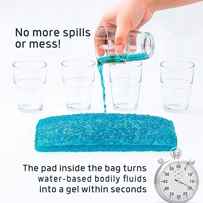 Lunderg Disposable Urine Bags for Men with Super Absorbent Pad - Value Pack 20 Count - Disposable & Portable - For travel, Car Pee Bag or Pocket Toilet for Emergency & Camping. Help Yourself Anywhere!