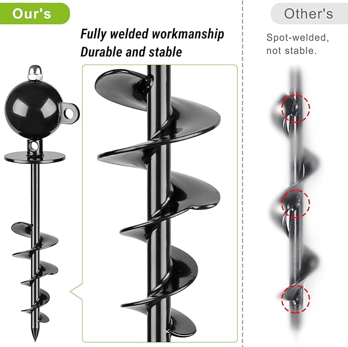 SELEWARE Dog Tie Out Stake Outdoor Anti-rust Dog Anchor for Large Dogs up to 220 lbs, Free Rotation Dog Stake Dog Camping Gear Twist Rod Included