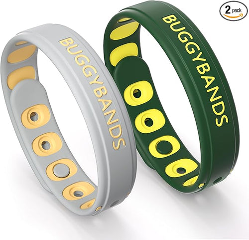 Mosquito Repellent Bracelets, 2 Pack Silicone Mosquito Repellent Wristbands, DEET-Free Insect & Bug Repellent Wrist Bands for Adults and Kids Indoor Outdoor Use (Dark Green&Gray)