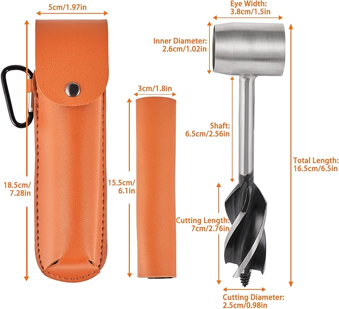 Hand Auger Wrench Survival Tools for Bushcraft - Scotch Eye Wood Drill Bit for Camping Outdoor Wood Peg and Hole Maker, Portable Camping Tripod with Adjustable Chain