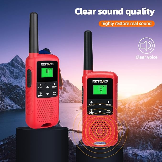 Retevis RT49B Walkie Talkie, Rechargeable Walkie Talkies Long Range, 2 Way Radio for Adults, 22CH, NOAA, Flashlight, Family FRS Radio, Red Walkie Talkies for Camping 2 Pack
