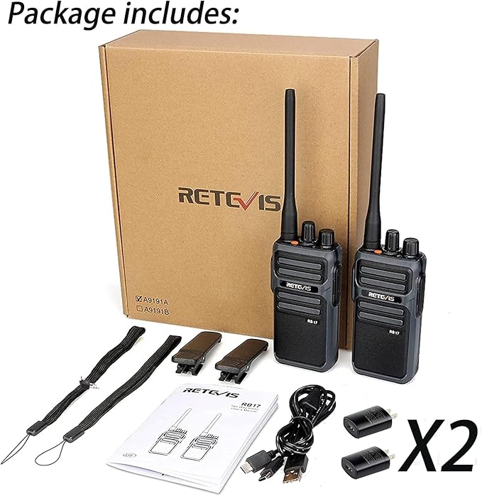 Retevis RB17 Walkie Talkies for Adults,Rechargeable 2 Way Radio with USB Charging,Durable Two Way Radios with 4400mAh Large Battery,Handsfree Emergency Alarm,for Gifts Skiing Hunting Outdoor(4 Pack)
