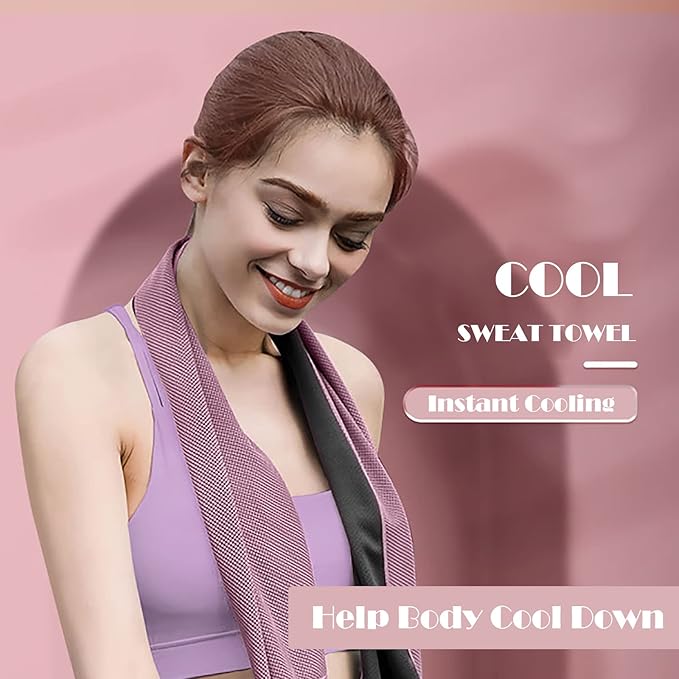 10 Pack Cooling Towels Bulk Microfiber Ice Towel Quick Dry Breathable Chilly Sweat Towel Stay Cool Towel for Neck Face Yoga Gym Workout Running Pilates Beach with Carabin Bag, 40x12'', Pink