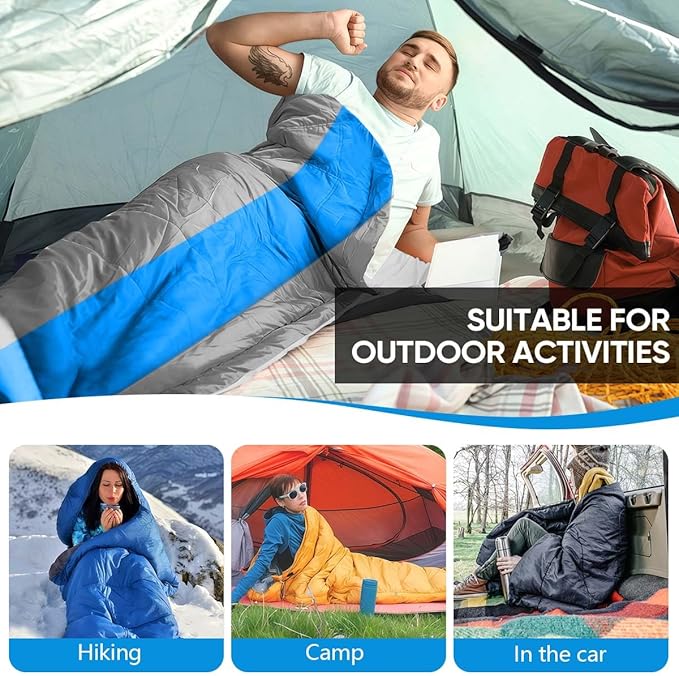 OBTANIM Sleeping Bags Portable Waterproof Camping Sleeping Bag for Adults Kids 4 Seasons Cold Weather or Warm Backpacking Hiking Mountaineering Indoor Outdoor Use