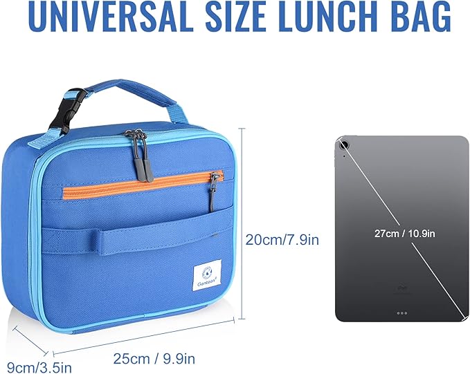 2 Packs Insulated Soft Lunch Bag With Double Zipper - Sturdy, Freezable and Reusable for Kids, Men - For School, Work, Outdoor (Black & Blue)