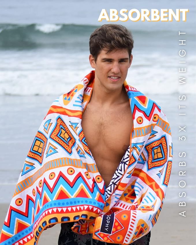 ECCOSOPHY Microfiber Beach Towel - Sand Free Towels are Quick Dry, Light Weight, Super Absorbent - Perfect Pool, Travel, Cruise, Camping Essentials - Oversized Extra Large for Adults 71x35 in