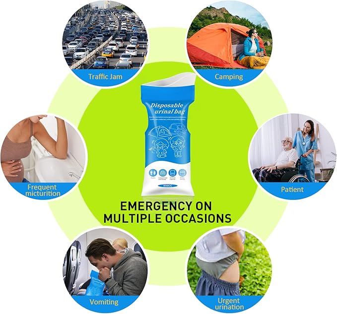 Emergency Portable Urine Bag, 6/10/20 Pack Travel Urinal Bag, Unisex Urinal Bag, Disposable Urine Bag Suitable for Camping, Travel, Traffic Jams, Pregnant Women, Children, Patients