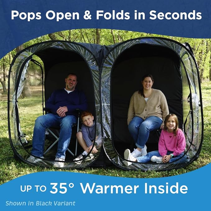 WeatherPod® The Original Shark Tank Side-by-Side™ 2-4 Person Pop-Up Pod - Stay Warm, Dry, and Out of The Sun - Weather Pod for Sports, Rain, or Wind - Simple to Set Up and Tear Down