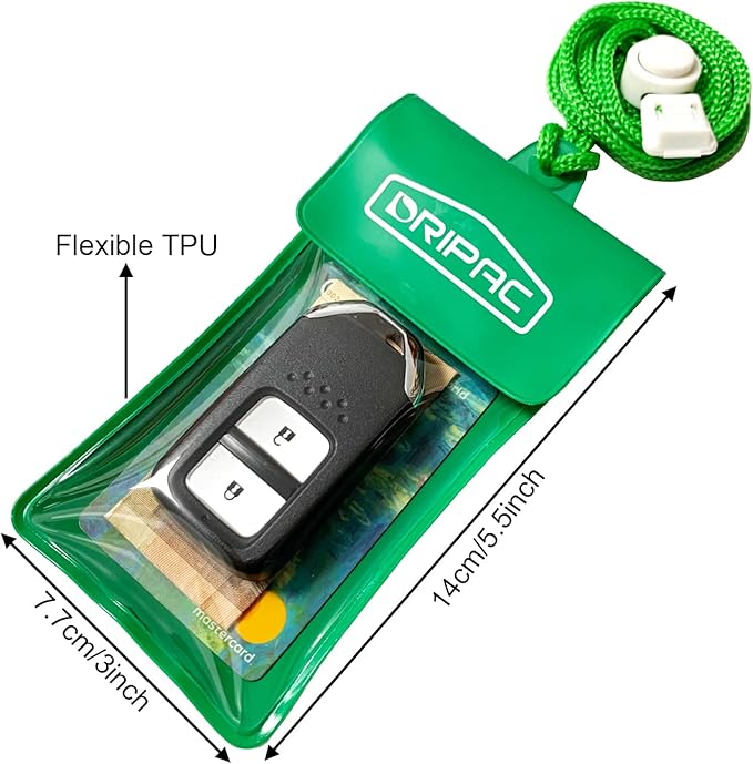 DRIPAC Waterproof Car Key FOB Case Waterproof Wallet Waterproof Holder Pouch For Key ID Badge Credit Card Money(Green)