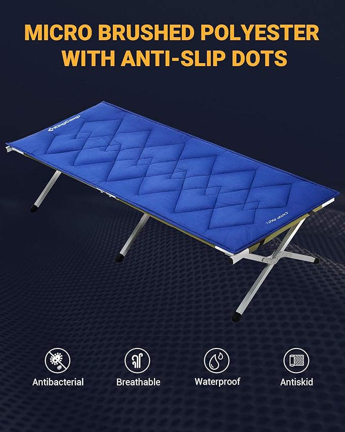 KingCamp Cot Pad Topper for Camping, Soft Warm Non-Slip Cot Mattress, Comfortable Lightweight Sleeping Mat for Outdoor & Indoor, Picnic, Hiking, Backpacking, Yoga