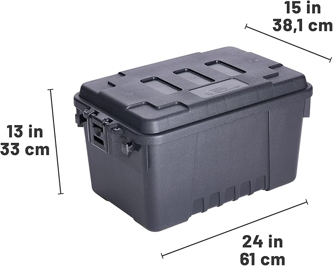 Plano Sportsman Trunk, Black, Small, Lockable Storage Box, Airline Approved Sportsman Trunk, Hunting Gear and Ammunition Bin, Heavy-Duty Containers for Camping, 56-Quart