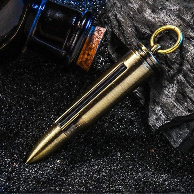 Keychain Matchstick Fire Starters, Waterproof Permanent Metal Match with Flint Matchstick, Portable Kerosene Refillable Lighter for Emergency Survival Gear