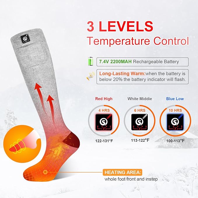 Heated Socks for Women Men,Foot Warmers Electric Rechargable Battery Heating Socks,Winter Cold Feet Hunting Ski Camping Hiking Riding Motorcycle Snowboating Thermal Warm Socks
