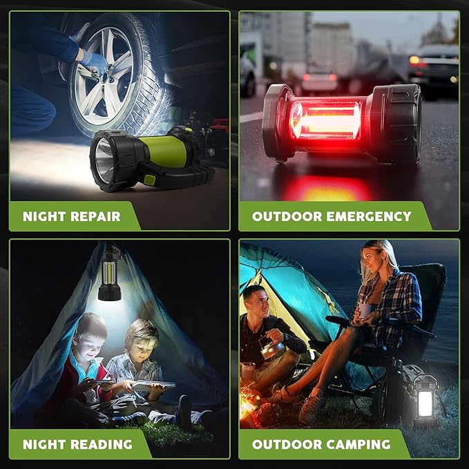 AlpsWolf Camping Lantern Rechargeable, 2 Pack Same LED Flashlight Spotlight Lantern with 800LM, 3600 Capacity Battery Powered, Portable Bright Camping Light for Emergency, Outdoor Hiking Power Outages
