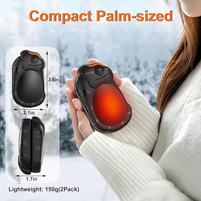 Hand Warmers Rechargeable 2 Pack, 6000mAh Chameleon Hot Hands Hand Warmers, Up to 20Hrs Electric Portable Pocket Heater for Outdoor, Camping, Hunting, Snow Golf, Women Men