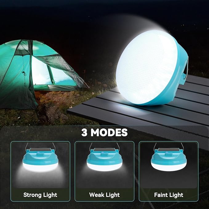 50W Solar Camping Light Rechargeable Lantern with 3 Modes Waterproof Portable Tent Lights for Power Outages Hiking Emergency