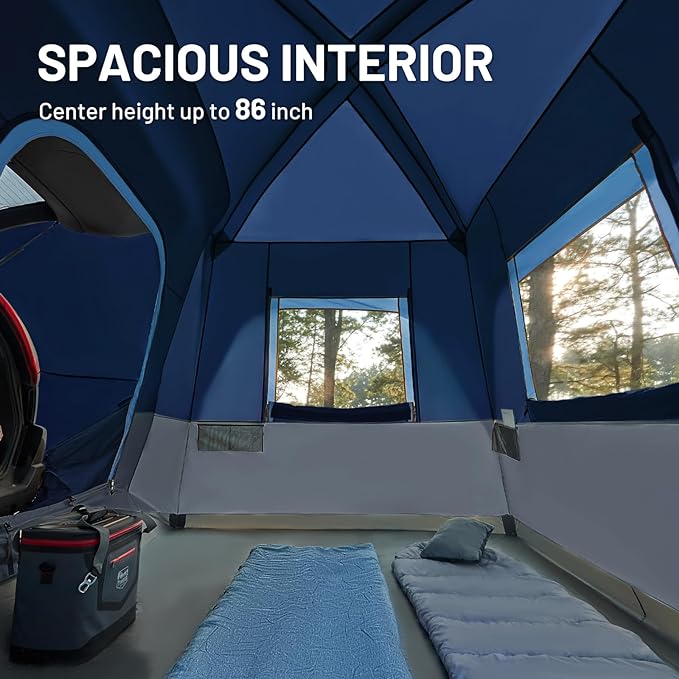 TIMBER RIDGE 5 Person SUV Tent with Movie Screen Weather Resistant Portable for Car SUV Van Camping, Includes Rainfly and Storage Bag, 10' W X 8' L X 7.1' H Blue
