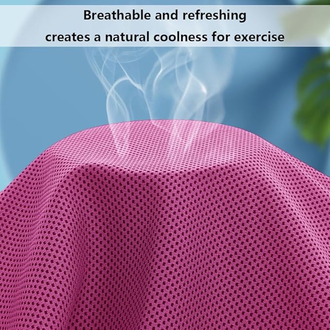 1 Pack Sports Towel with Silicone Storage Bag and Carabiner Clip, Microfiber Cooling Towels, Quick Dry Stay Cool Chilly Towel for Yoga Running, Gym, Camping, Travel Sports Towels, Rose Red