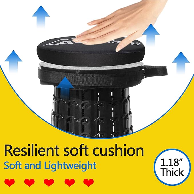 ALEVMOOM Thickened Chair Pad for Round XXL Collapsible Stool Cushion (Exclude Stool),30cm (11.8") D Thick Seat Cushion Soft Foam with Elastic Strap for Retractable Folding Stool 1 Pack