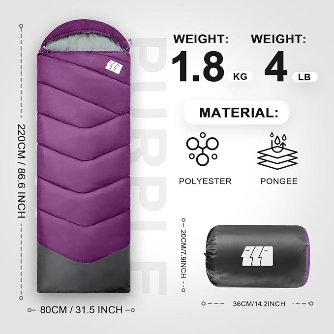 Sleeping Bags for Adults Cold Weather & Warm,Backpacking Camping Sleeping Bag for Tall Girls Boys,Lightweight,Compact,Waterproof Camping Gear for Traveling,Hiking,Hotel,Outdoor & Indoor