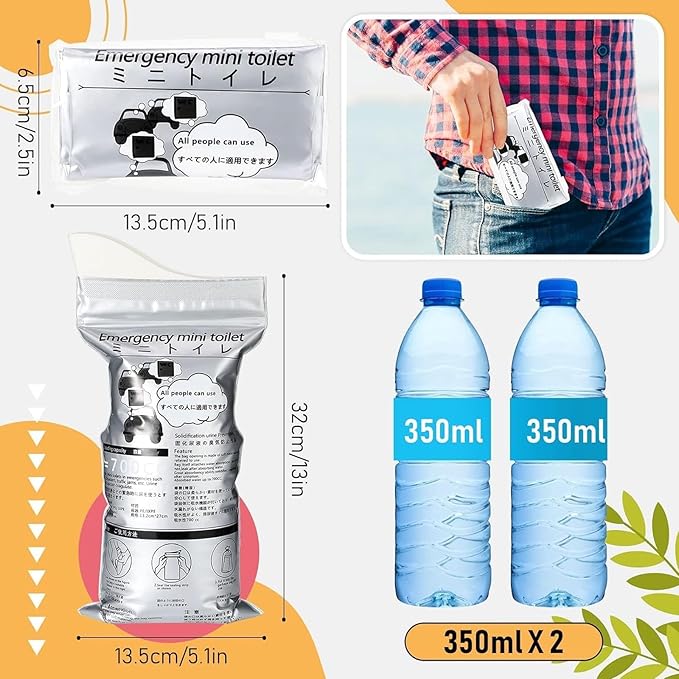 LePvo 6 Pack Disposable Urine Bags, 700ML Travel Pee Bags Unisex Urinal Bag Vomit Bag for Travel Traffic Jam Emergency Portable Car Vomit Bag Disposable Urine Bag for Men Women Kids