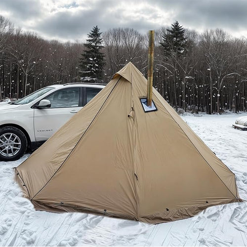 Camping Hot Tent with Wood Stove Jack Winter Teepee Tent 4 Season Backpacking Tent for Survival Hunting Military Fishing