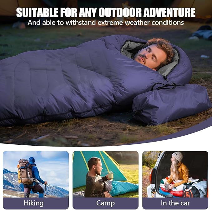 OBTANIM Sleeping Bags Portable Waterproof Camping Sleeping Bag for Adults Kids 4 Seasons Cold Weather or Warm Backpacking Hiking Mountaineering Indoor Outdoor Use