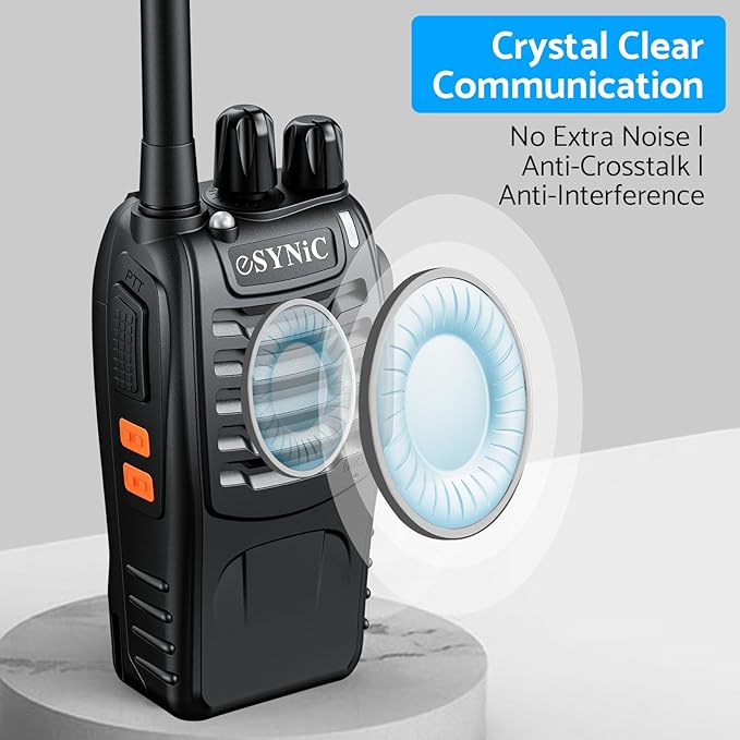 eSynic 2Pack Professional Walkie Talkies Rechargeable Walkie Talkies for Adults Clear Calls Long Range Walkie Talkies VOX 2 Way Radio Kids Gifts 16CH Walkie Talkies with Earpiece for in&Outdoor etc
