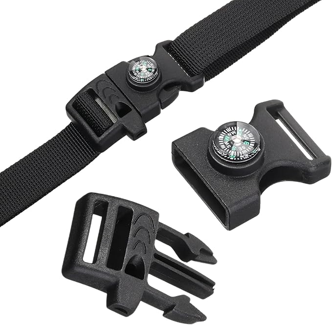 Jexine 50 Pcs Compass Buckle Clips Plastic Paracord Buckles Bracelets Accessories for Camping Travel Emergency Survival