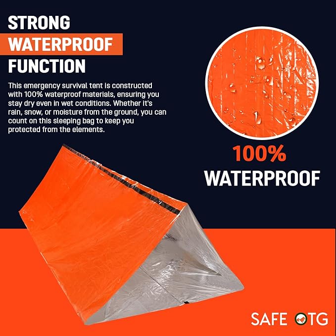 Emergency Survival Tent Life Shelter 2 Person Mylar Tube Tents Tarp with Whistle & Paracord Year-Round All Weather Protection for Car Outdoor Hiking Camping Gear Equipment and First Aid Supplies