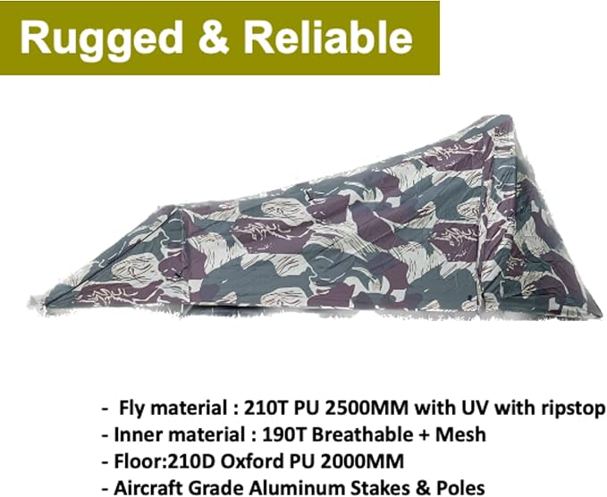 Ridgeback One Person Tent, Easy to Setup Waterproof Camping Tent for Survival Shelter, Bugout Bivy