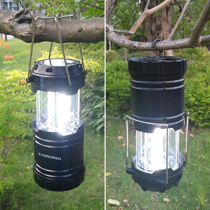 4 Pack Solar Lantern Camping Essentials Lights, LED USB Rechargeable Flashlight for Power Outages, Battery Powered Magnetic Base Operated Lamp for Emergency, Survival Gear and Supplies for Hurricane