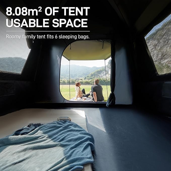 EVER ADVANCED Blackout Design 6 Person Camping Tent, Instant Cabin Tent for Family with Vestibule and Large Mesh Windows, 60s Easy Setup, Double Layer, Water-Resistant