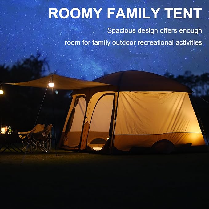 Vidalido Tents,3-4 Person Camping Tent with Extended Vestibule,Weather Resistant Family Tents with Breathable Mesh Windows,Easy Install Waterproof Outdoor Tent for Backpacking and Camping Hiking
