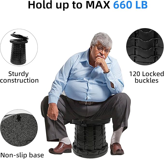 Portable Toilet for Adults, 19.7"H Adjustable Toilet for Camping, Portable Travel Toilets with Lid for Adults Kids, Upgrade Foldable Potty Toilet for Outdoor/Hiking/Camping/Car