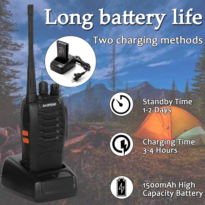 BAOFENG 888S Walkie Talkies Long Range for Adults with Earpieces,16 Channel Walkie Talky Rechargeable Handheld Radio for Cruise Hunting Skiing Two Way Radios (3Pack)