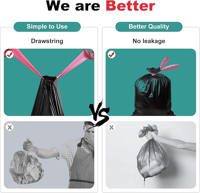Portable Toilet Bags Drawstring 8 Gallon 60 Count,Camping Toilet Bags Toilet Trash Bags Leak-Proof, Waste Bags for Camping, Hiking, Traveling,Emergency, Outdoor Activities
